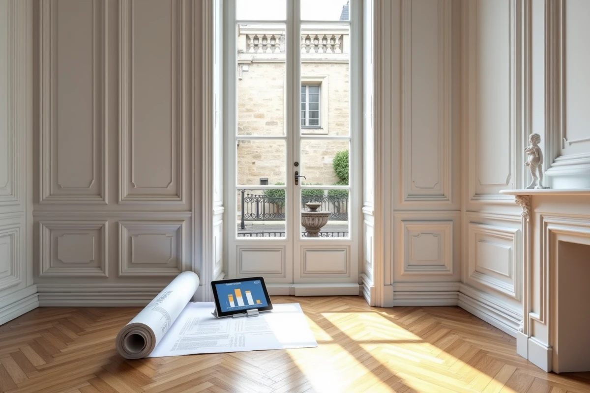 Appartement parisien rénové dans le 10e arrondissement avec parquet en chevrons et plan de location pour investissement locatif