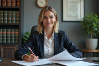 Avocate d'affaires en réunion dans un bureau moderne