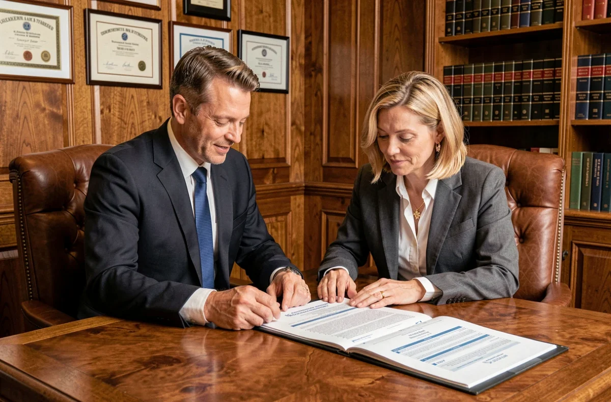 Les gestionnaires du Cabinet Reland et Jaffré étudiant un rapport de copropriété dans leur bureau traditionnel