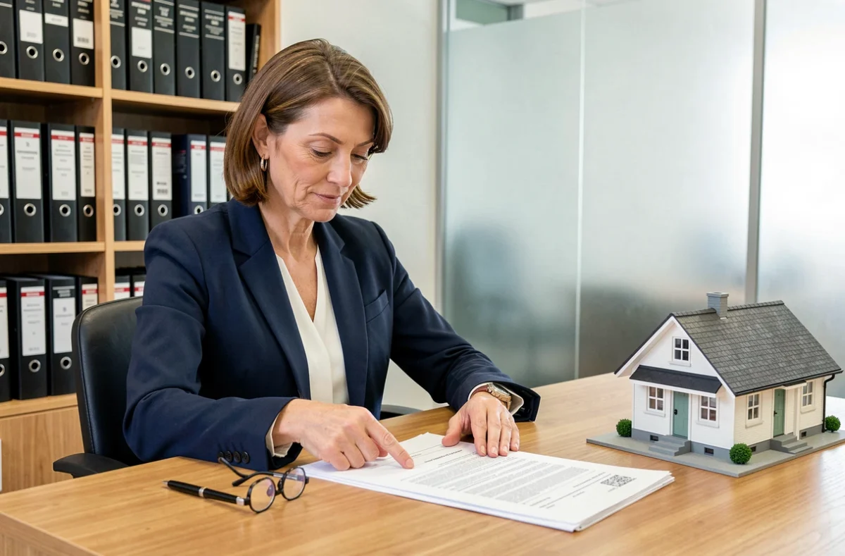 Conseillère en assurance expliquant un contrat d'assurance propriétaire non occupant