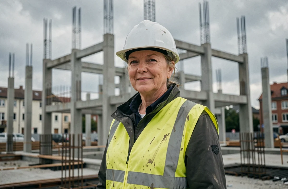 Ingénieure de Demathieu Bard Immobilier sur un chantier de construction en Moselle avec structure en béton armé
