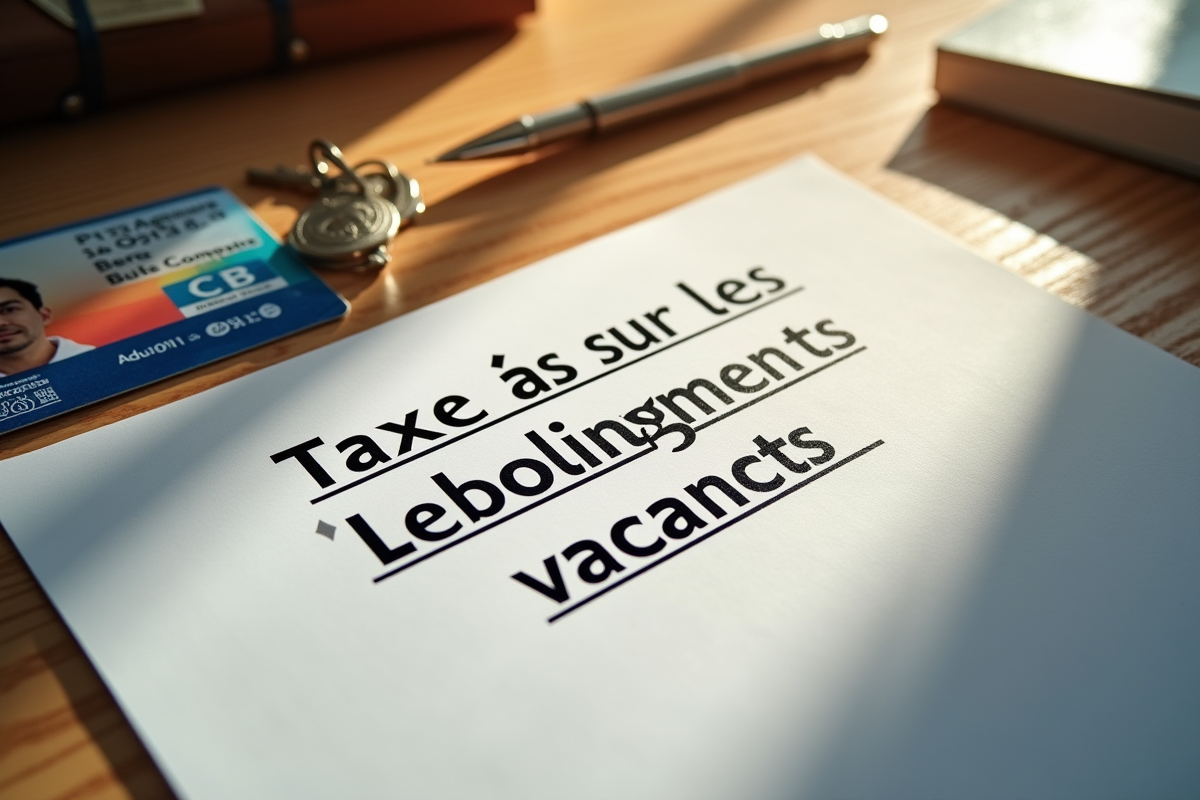 Document taxe logements vacants avec clés et stylo sur bureau