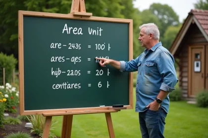 Professeur devant tableau de conversion de surfaces