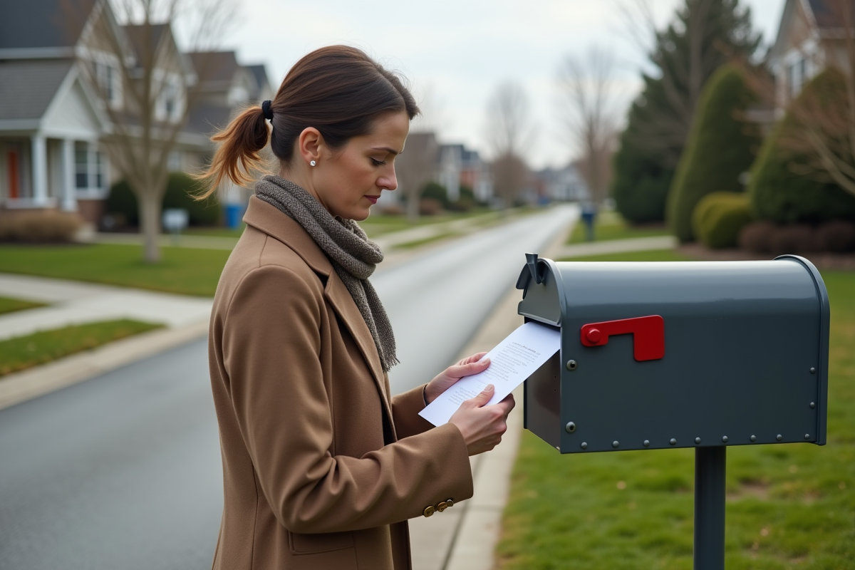 Femme déposant une lettre de changement d