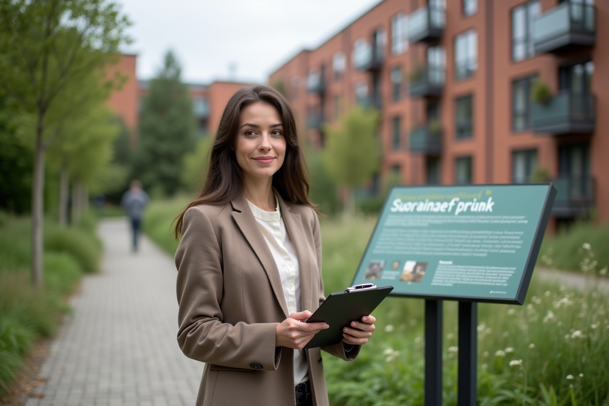 Jeune femme avec un panneau d