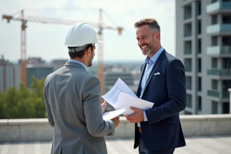 Promoteur immobilier à Caen supervisant un projet de construction