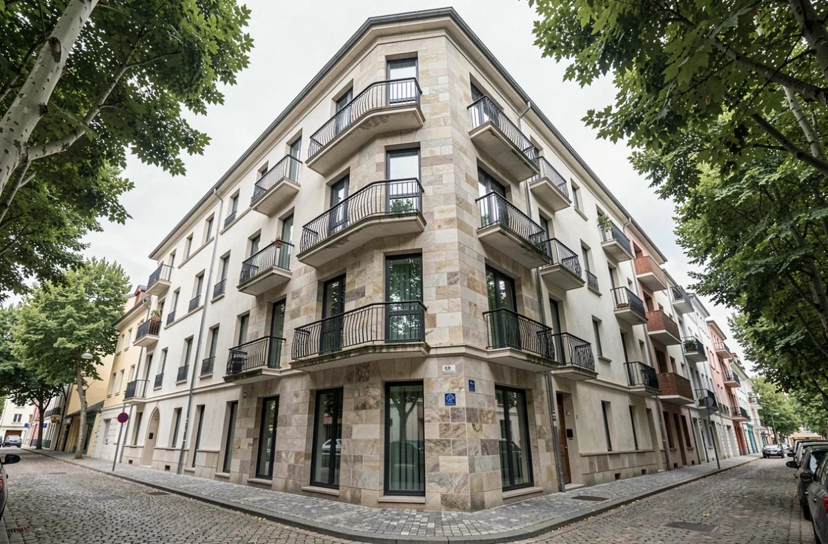 Immeuble résidentiel urbain à plusieurs étages typique d'un investissement locatif en France