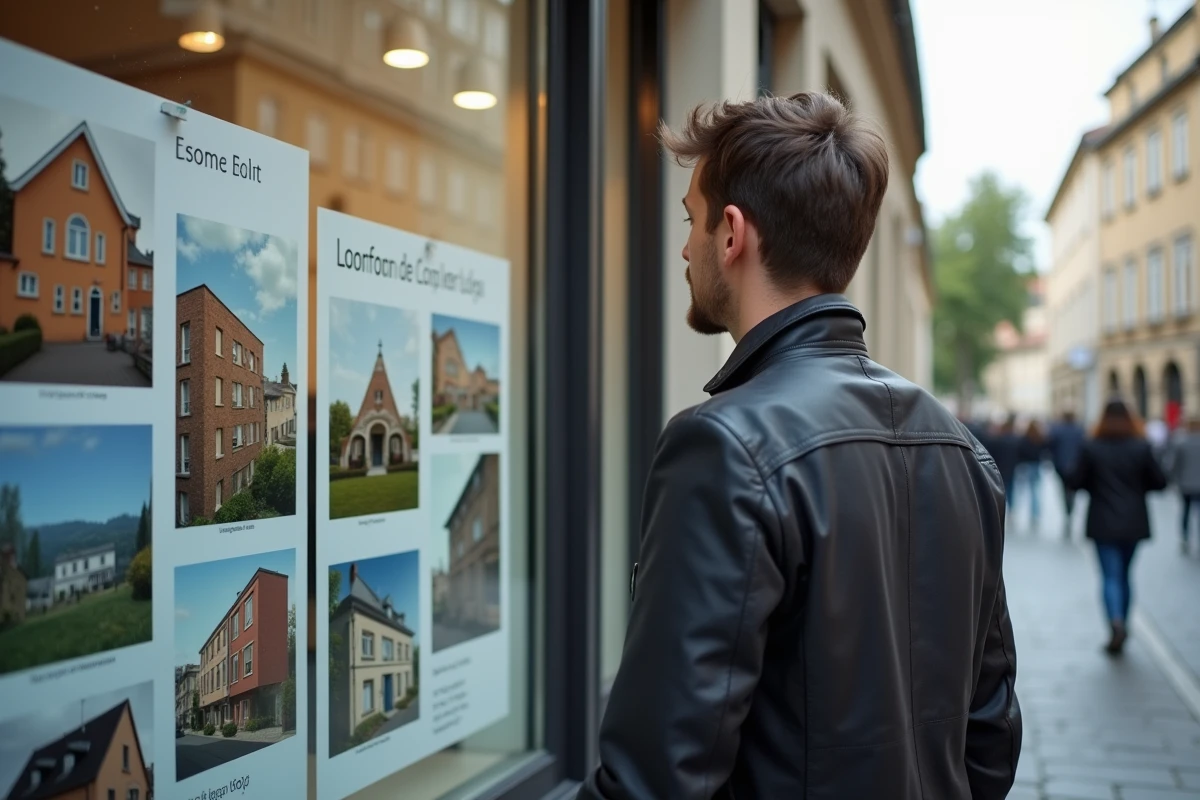 Jeune homme examinant des annonces immobilières dans Lyon
