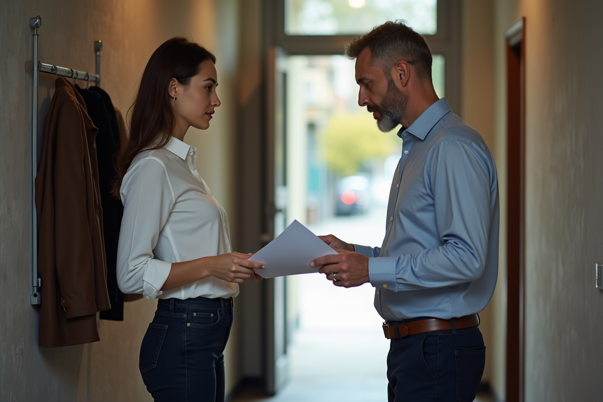 Propriétaire acceptant un document signé avec un locataire dans l