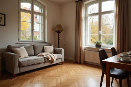 Salon bien rangé d'une maison à vendre en Moselle, prêt pour une visite immobilière