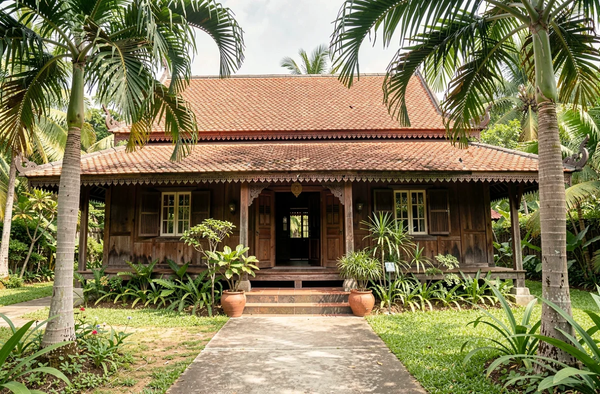 Maison traditionnelle thaïlandaise en bois avec jardin tropical à Chiang Mai